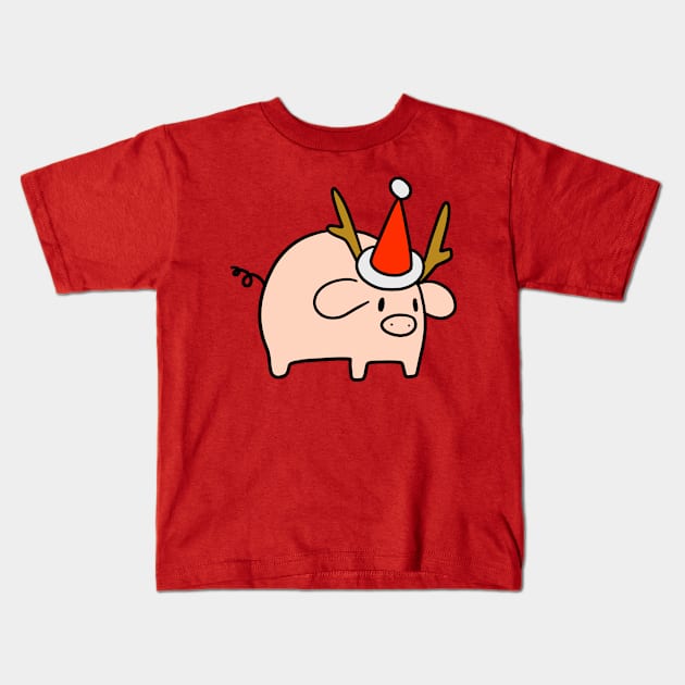 Reindeer Pig Kids T-Shirt by saradaboru